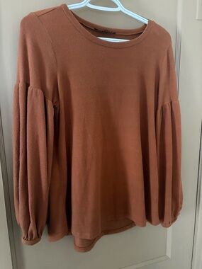 Women's Balloon-Sleeve Blouse in Rust